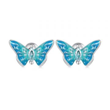 Cercei din argint Light Blue Butterflies