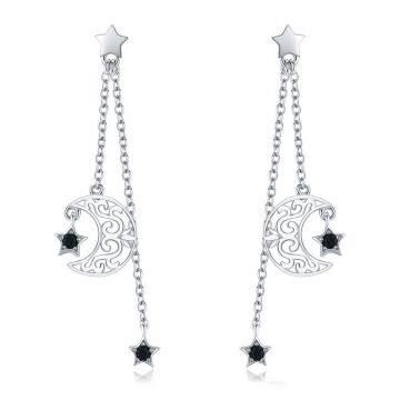 Cercei din argint Moon Chain Drop