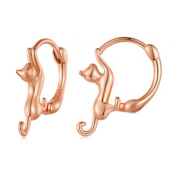 Cercei din argint Rose Gold Climbing Cat