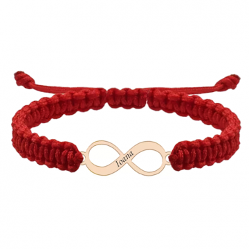 Saray - Bratara personalizata snur impletit infinit si nume gravat din argint 925 placat cu aur roz