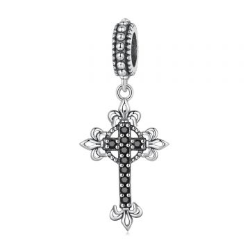 Talisman din argint Black Crystal Cross