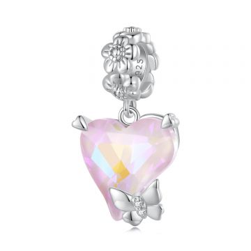 Talisman din argint Pink Heart Nature