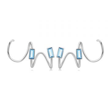 Cercei din argint Blue Curved Rectangles