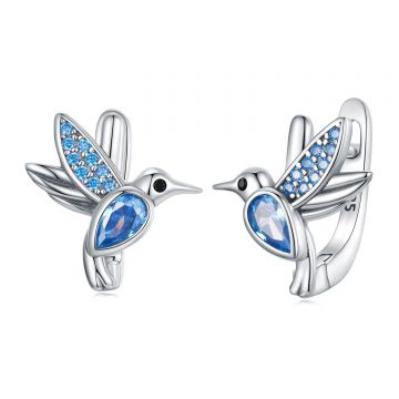 Cercei din argint Blue Hummingbirds