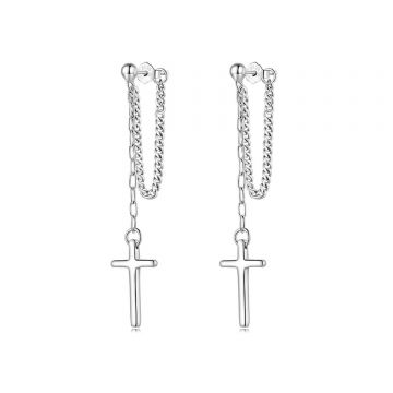 Cercei din argint Chained Cross
