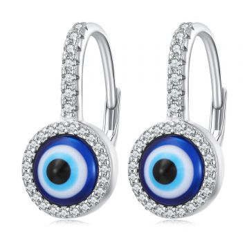 Cercei din argint cu tortita Blue Eye