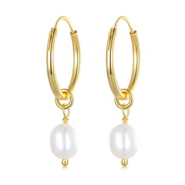 Cercei din argint Golden Drop Pearls