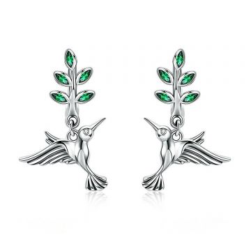 Cercei din argint Green Hummingbird