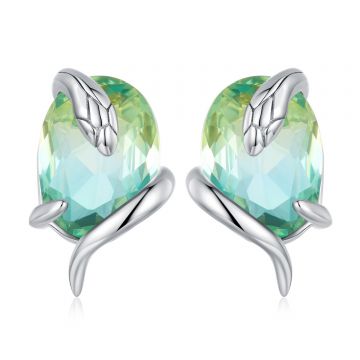 Cercei din argint Green Stone Snake