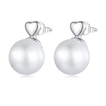 Cercei din argint Pearl Heart
