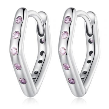 Cercei din argint Purple V Shape Hoops