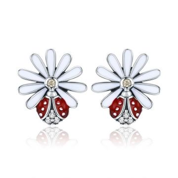 Cercei din argint Red Ladybug