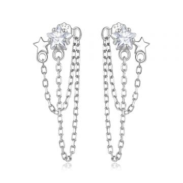 Cercei din argint Simple Stars Chains