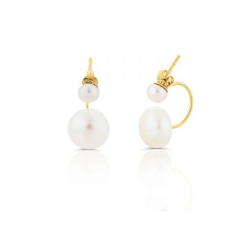 Cercei Dublii din aur 14k Double Pearls