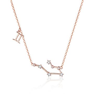 Colier din argint cu Constelatia Gemeni rose gold