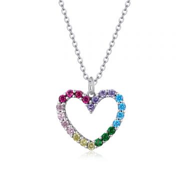 Colier din argint Rainbow Crystal Heart