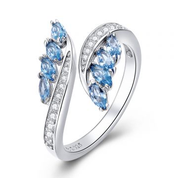 Inel reglabil din argint Blue Drops Ring