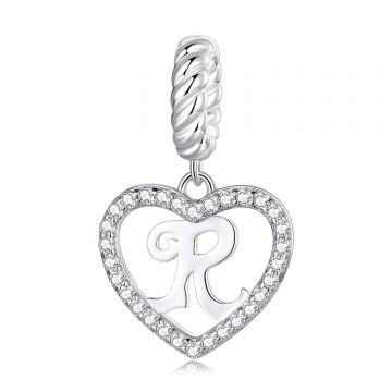 Talisman din argint Heart Letter R