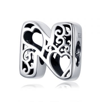 Talisman din argint In Love with Letter N