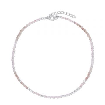 Bratara de glezna din argint Rose Quartz