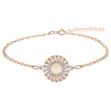 Soleil - Bratara personalizata soare cu raze ondulate din argint 925 placat cu aur roz