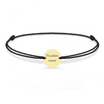 Bratara Aur dama, snur reglabil, banut aur 12 mm, personalizata text