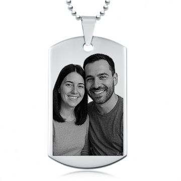 Lant barbati army personalizat cu poza si text, lant cu bile inox