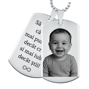 Lant barbati army personalizat, doua placute inox