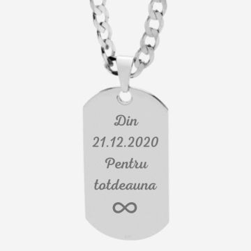Lantisor barbatesc placuta army personalizat cu poza si text, lant cuban, inox
