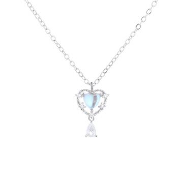 Lantisor argint 925, JW562, model inima, placat cu rodiu