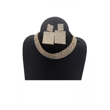 Set Vegas, cercei si colier din pietre semipretioase, auriu, SV013