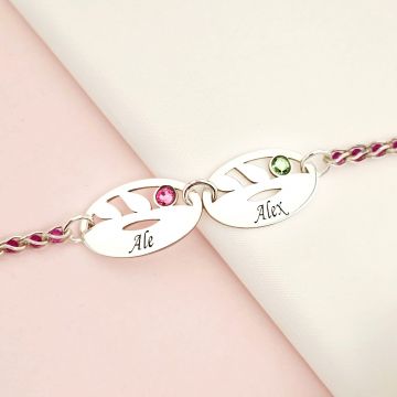 Bratara cromatica - Frunze personalizate - Model cu lant impletit cu Zirconii - Argint 925 si cristale Swarovski