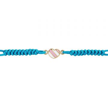 Bratara snur si aur 14k Pink Stripe Heart