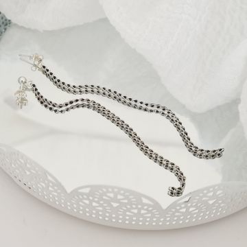 Cercei cromatici - Model lantisor lung impletit cu Zirconii - Argint 925