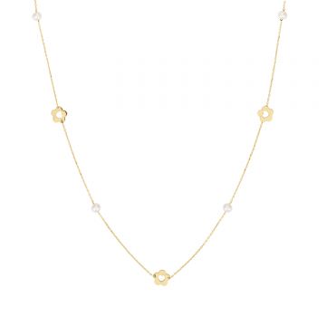 Colier din aur 14k Flowers and Pearls
