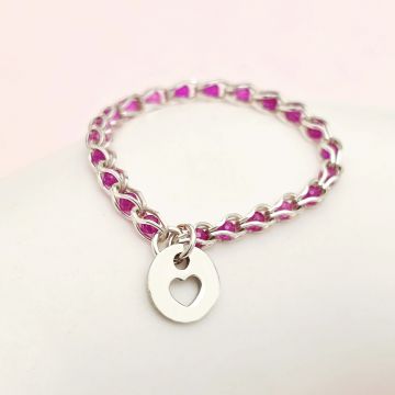 Inel cromatic cu charm - Model cu lant impletit cu Zirconii - Argint 925