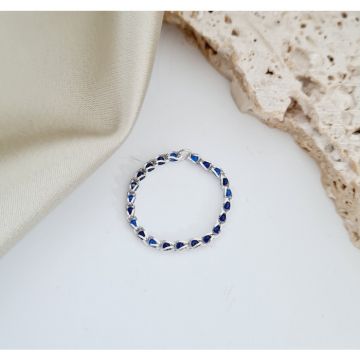 Inel cromatic - Model cu lant impletit cu Zirconii - Argint 925