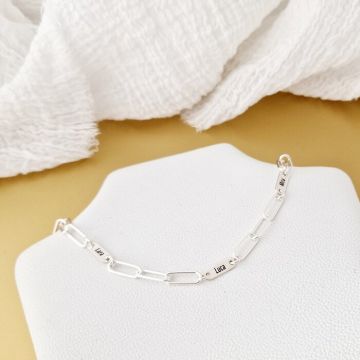 Lantisor TOTUL MEU - 3 placute personalizate si lant din zale mari - Argint 925