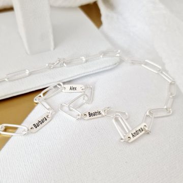 Lantisor TOTUL MEU - 4 placute personalizate si lant din zale mari - Argint 925
