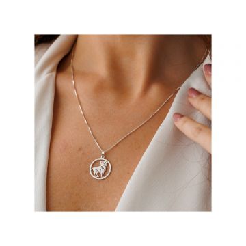 Lantisor zodia ta in armonie - Pandantiv disc cu simbol Berbec - Argint 925
