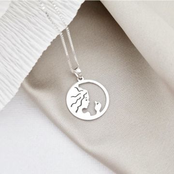 Lantisor zodia ta in armonie - Pandantiv disc cu simbol Fecioara - Argint 925