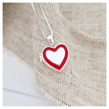 Medalion Amintiri in inima - Locket cu poze in interior - Argint 925 si email rosu