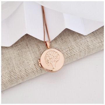 Medalion Copacul Vietii - Locket cu poze in interior - Argint 925 placat cu Aur Roz 18K