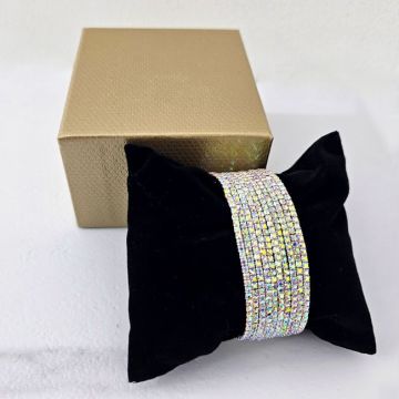 Set bratari elastice With Sparks, cu cristale artizanale, Argintiu-multicolor
