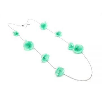 Bijuterie multifunctionala, bratara, colier la baza gatului sau lung, flori verde menta, Azaleea, Zia Fashion