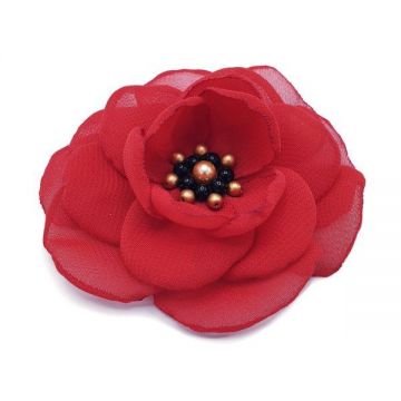 Brosa floare mac rosu din voal, Zia Fashion, Lavinia