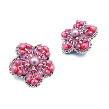 Cercei roz eleganti stil floare, Ines, Zia Fashion