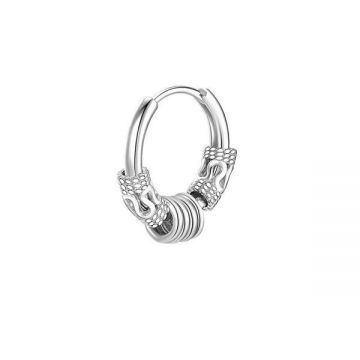 Cercel barbati, tip dragon, argintiu 14 mm