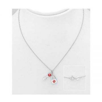 Colier cu lantisor din argint, Red Lock and Key