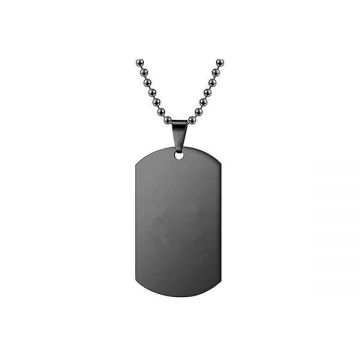 Lant cu pandantiv placuta identificare nume army, dog tag 2.8 X 4.9 cm, otel inoxidabil, negru